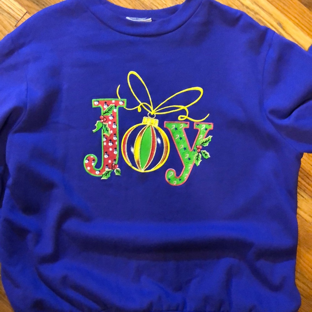Vtg Christmas sweatshirt purple pullover joy Xmas